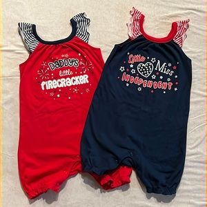 Toddler girls patriotic rompers